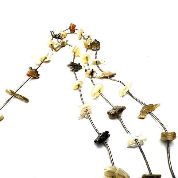 Zuni Two-Strand Multi-Fetish Necklace Eagle Pendant — MOP, Abalone & Coral — EUC - Picture 6 of 11